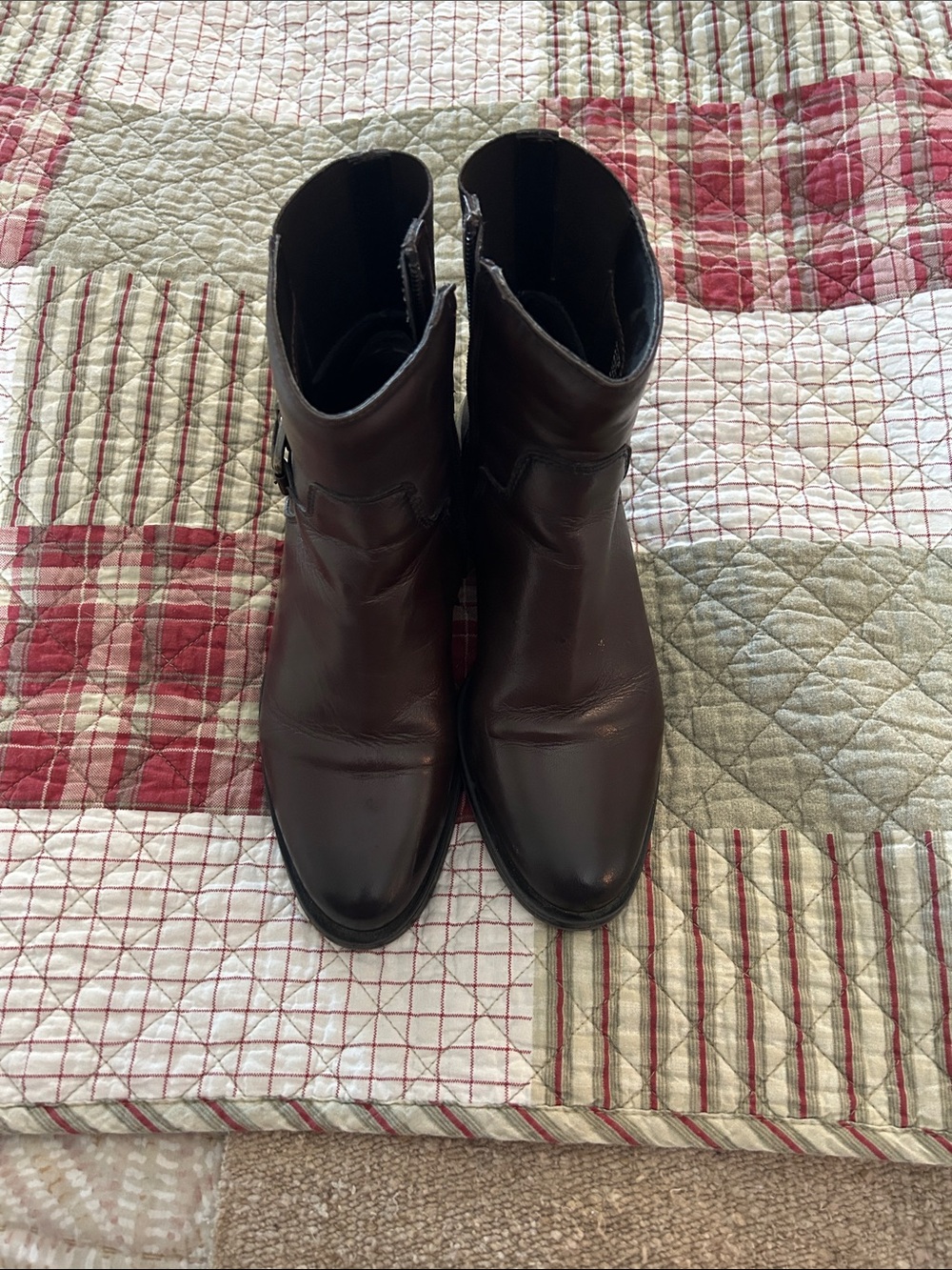 Women's Leather Ankle Booties in Dark Brown